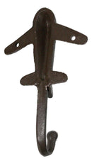 Pack of 2 Cast Iron Aeronautical Pilot Airplane Plane Air Craft Wall Hooks 6"H - Ebros Gift