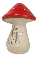 Whimsical Cottage Magic Red Toadstool Mushroom Ceramic Votive Candle Holder