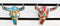 Set of 2 Red and Blue Western Robotic Cyborg Horned Cow Skull Wall Decors