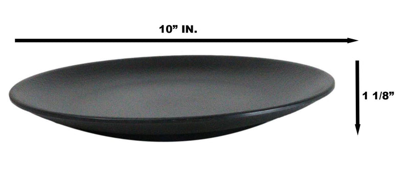 Pack Of 6 Black Silk Melamine Round Dinner Plates 10"D Restaurant Supply