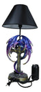 Purple Iridescent Dragon With Silver Celtic Knot High Cross Crystal Table Lamp