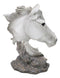 Wild and Free White Stallion Equine Horse Bust On Rocky Pillar Base Figurine