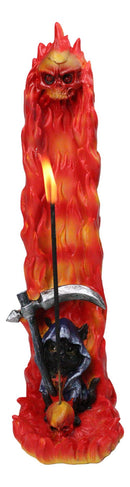 Gothic Grim Reaper Incense Stick Holder Burner Flaming Skull Pillar Ash Catcher
