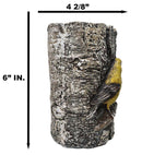 Yellow Goldfinch Candle Stand on Birch Tree Candle Holder Rustic Bird Figurine