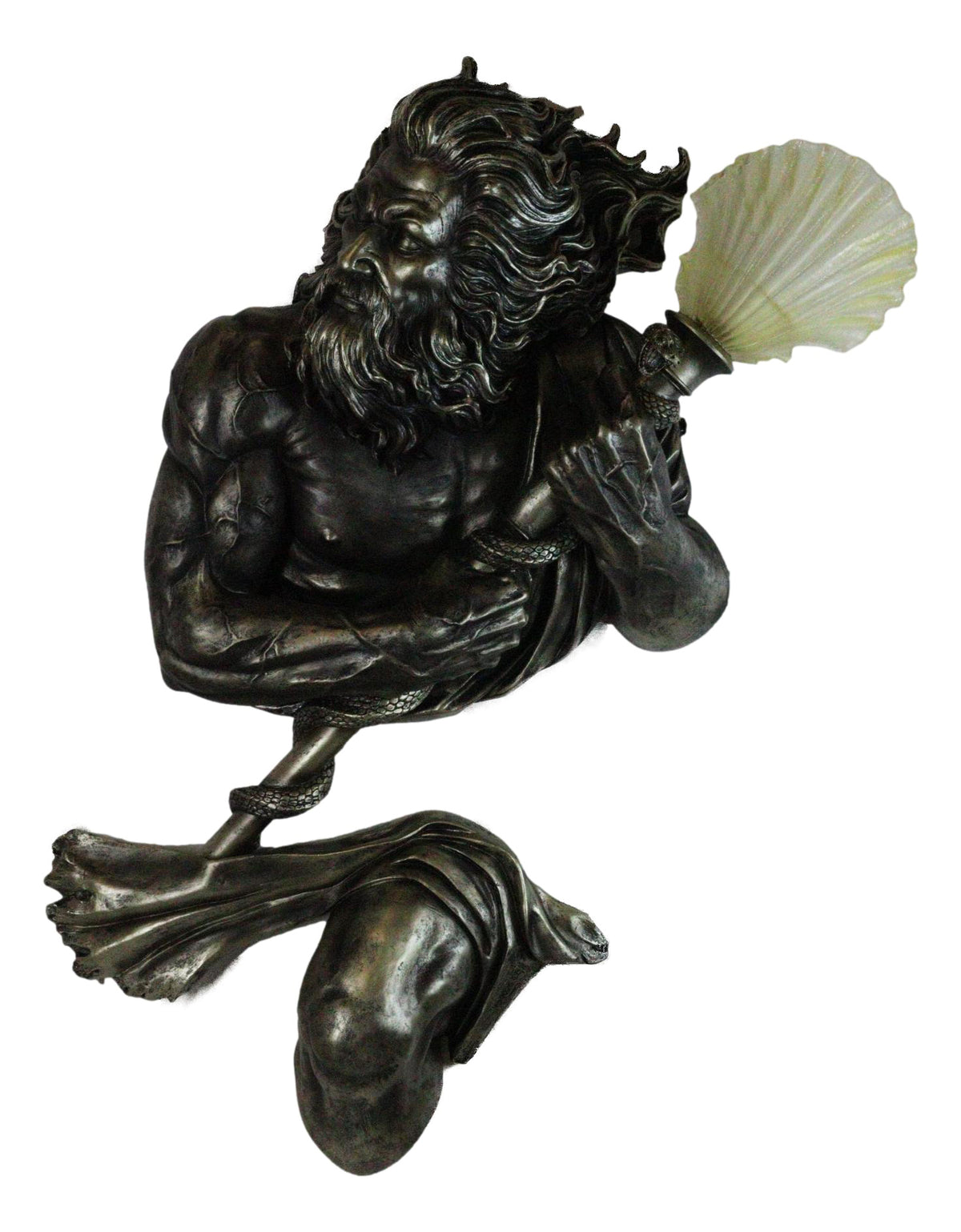 Ebros Gift Ocean Tremor Neptune Poseidon Greek God LED Wall Lamp 28.5" H
