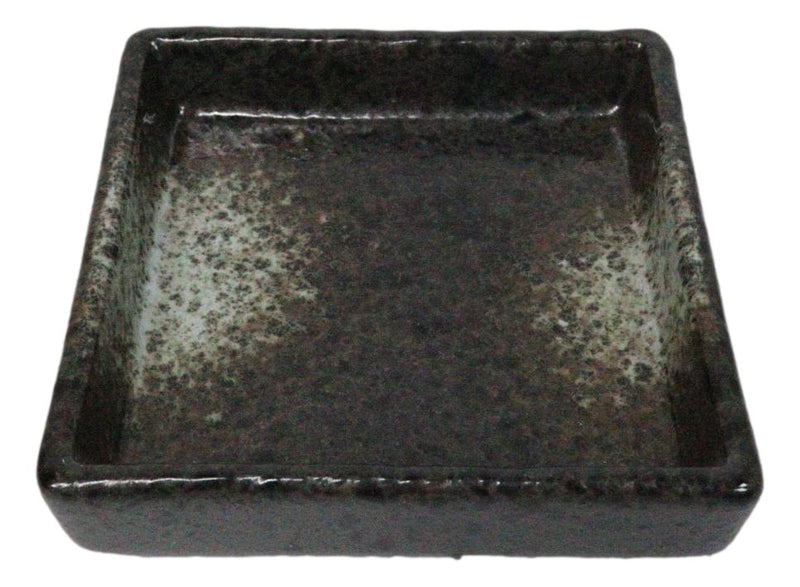 Set Of 6 Charcoal Grey Tone Hakumu Art Ceramic Square Condiment Sauce Dishes 2oz