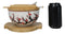 White Ume Plum Blossoms Donburi Ramen Bowl With Lid Trivet Spoon Chopsticks Set