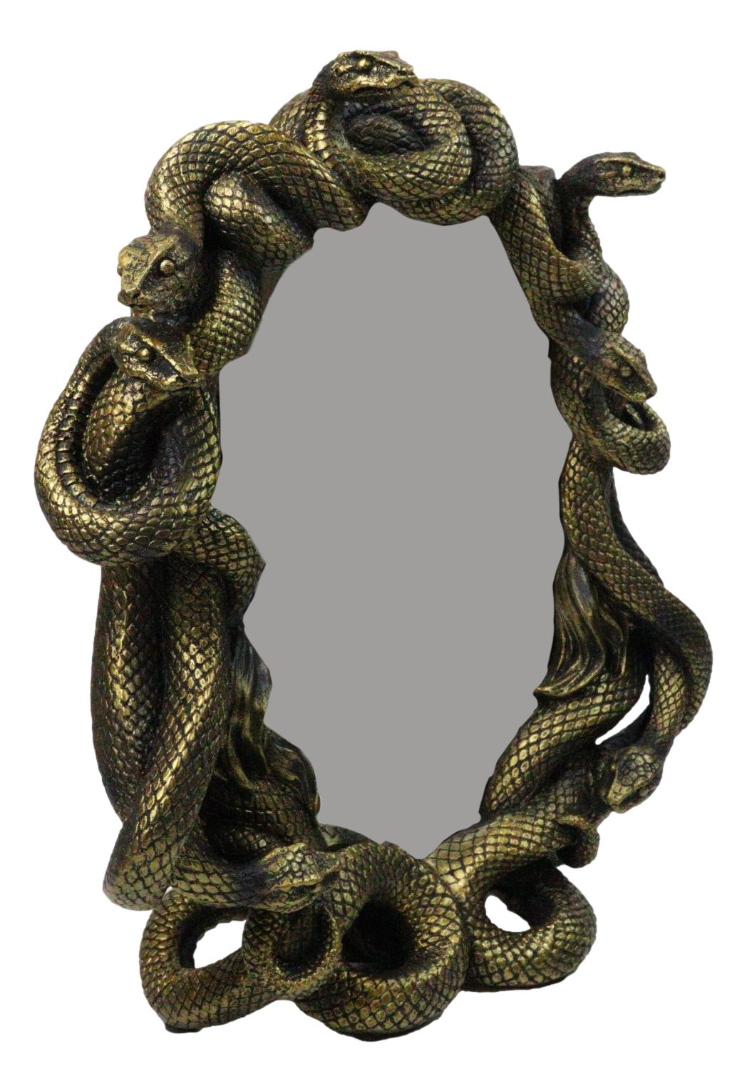 Ebros Greek Goddess Medusa Gorgon Snake Hair Freestanding Table Mirror 11.25"H