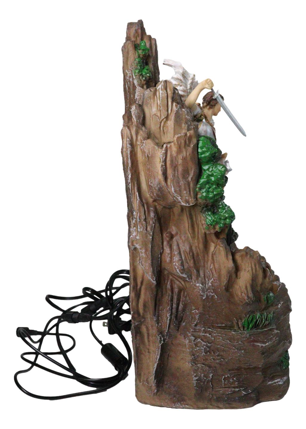 Catholic Archangel Saint Michael Our Protector Water Fall Fountain Statue 16"H