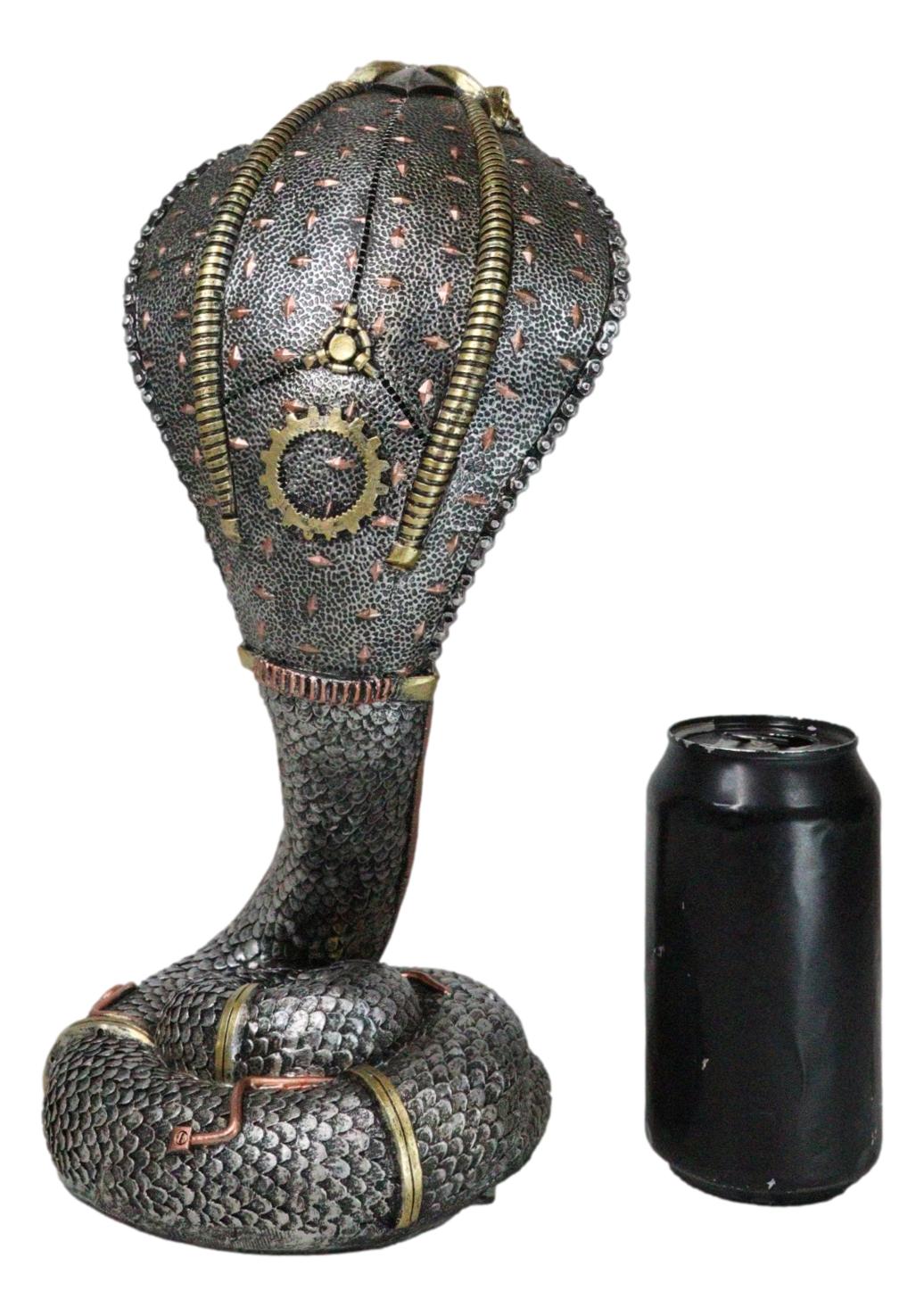 Military War Machine Steampunk Gearwork Robotic Cyborg Cobra Snake Figurine