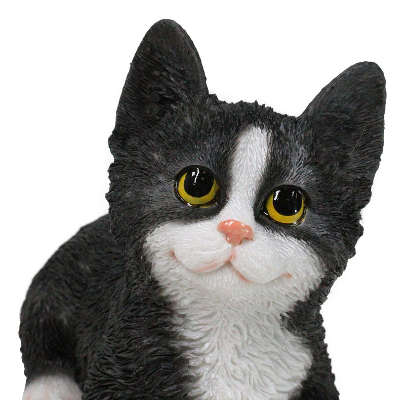 Lifelike Sitting Tuxedo Black and White Feline Kitten Cat Pet Pal Figurine