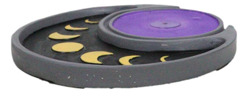 Wicca Mystical Phases Of The Moon Symbols Crescent Round Incense Stick Holder