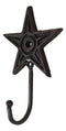 Cast Iron Rustic Western Star Wall Hanger Coat Jacket Towel Hook Set Of 4