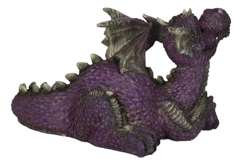 Whimsical Purple Comical Garden Dragon In Repose With Crossed Arms Figurine