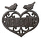 Cast Iron 2 Lovebirds Perching On Scrollwork Heart Welcome Sign Wall Plaque