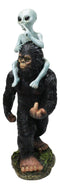 Large Sasquatch Bigfoot Flipping Off With Roswell Alien On Shoulders Figurine