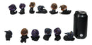 Set of 12 Halloween Black Cats With Witch Hats Mini Figurines In Multi Poses