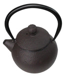 Round Dark Brown Textured Pattern Petite Cast Iron Teapot 10oz Tea Pot