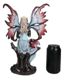 Blonde Fairy Scribe And Red Dragon Writing On Dragons Tales Scroll Figurine