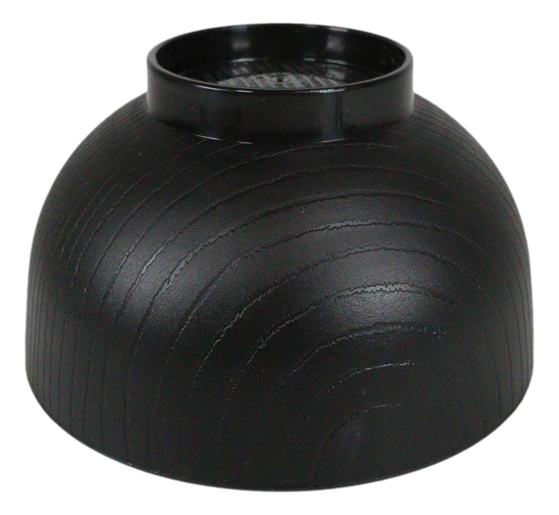 Ebros Japanese Black Red Lacquer Copolymer Plastic Rice Bowl Wood Grain Pattern Set 6