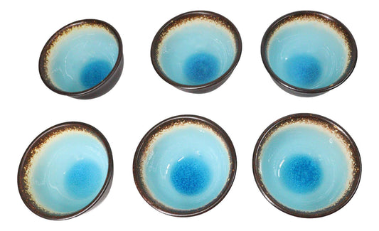 Pack Of 6 Blue Sky Aozora Kannyu Ceramic Small Rice Soup Appetizer Bowls 10oz