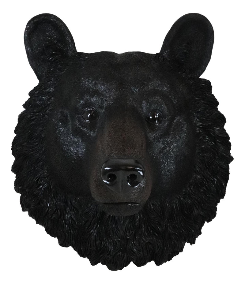 Large Magnificent Black Bear Wall Head Taxidermy Replica Decor Plaque 23"Tall