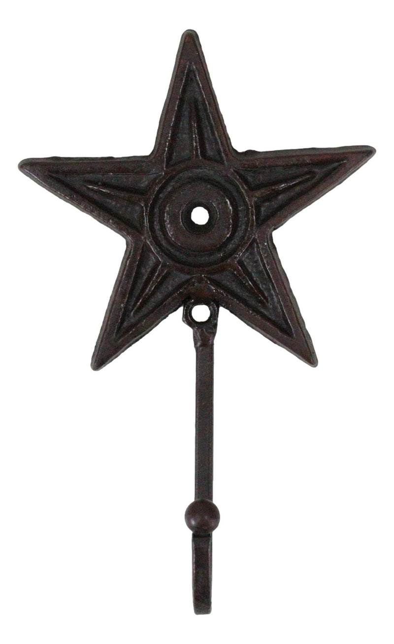 Cast Iron Rustic Western Star Wall Hanger Coat Jacket Towel Hook Set Of 4