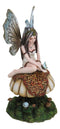 Whimsical Enchanted Garden Butterfly Fairy Sitting On Wild Mushroom Figurine