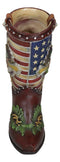 Rustic Western USA Flag Military Cross Olive Branch Cowboy Boot Vase Planter