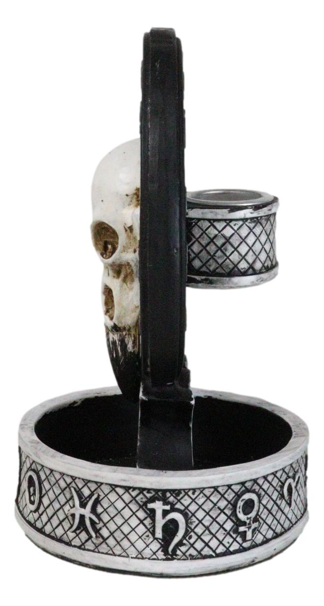 Gothic Raven Skull Triple Moon Astrology Zodiac Backflow Incense Cone Burner