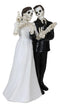 Love Never Dies Skeleton Wedding Couple Bride and Groom Love Hand Sign Figurine