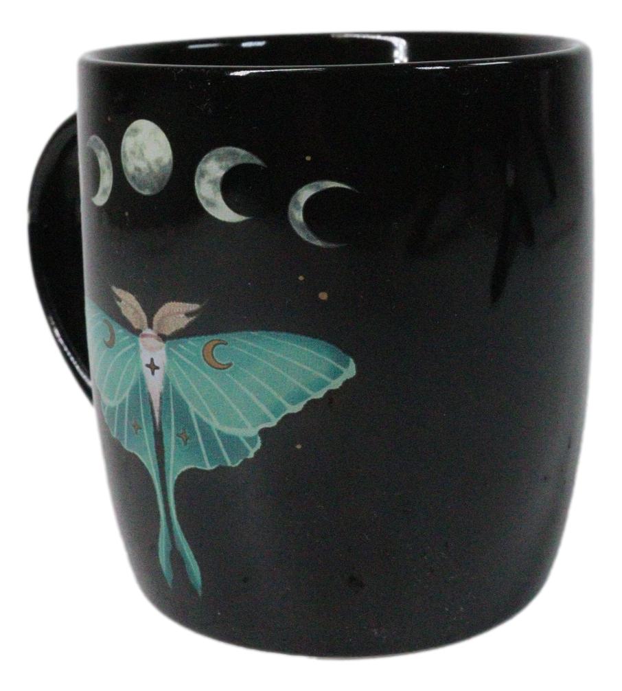 Wicca Magic Dark Forest Luna Moth Moon Phases Porcelain Coffee Mug Cup 12oz