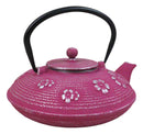 Magenta Ume Plum Blossoms Cast Iron Tetsubin Teapot With Enamel Liner