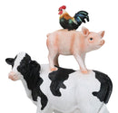 Western Country Rustic Farmhouse Holstein Cow Piglet And Hen Chicken Figurine