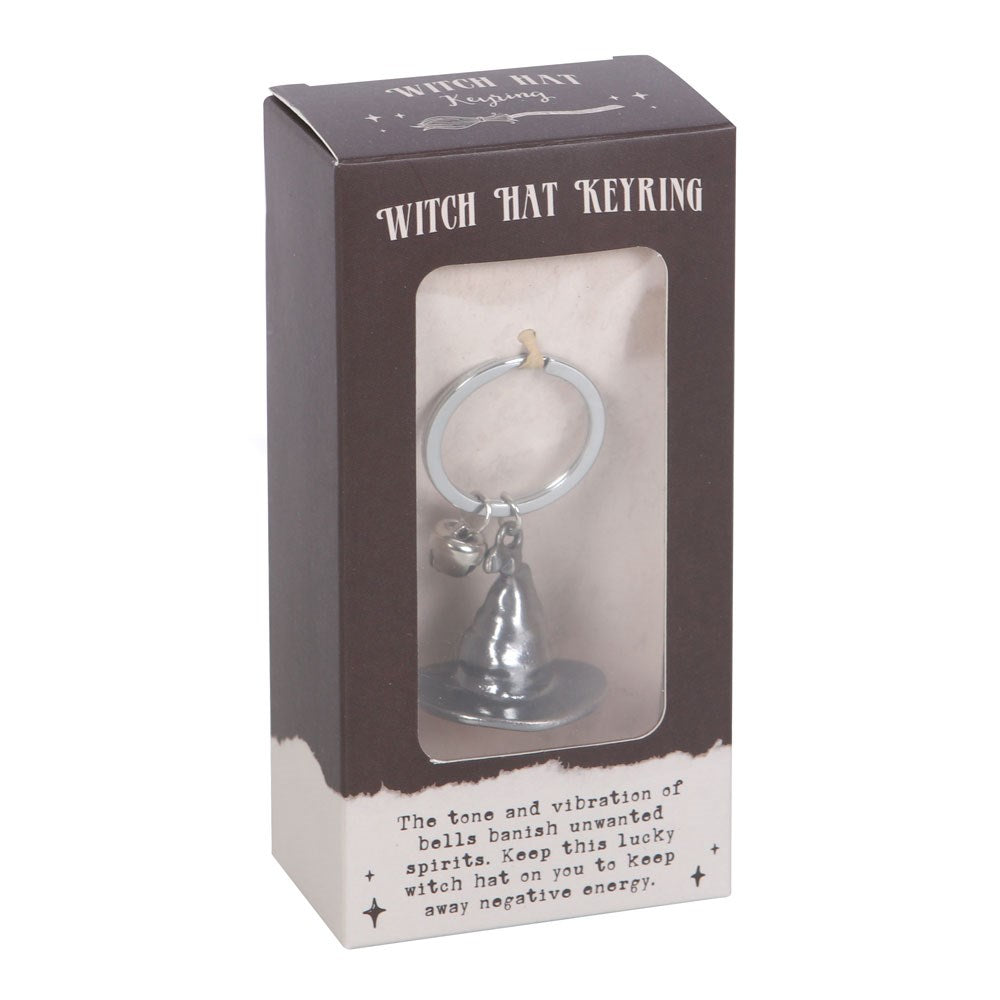 Set Of 2 Metal Wicca Occult Magic Witch Hat With Bell Keychains Key Rings