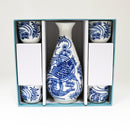 Blue White Koi Fish In River Porcelain Sake Carafe Flask And 4 Ochoko Cups Set