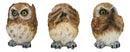 Wisdom Of The Forest See Hear Speak No Evil Great Horned Owls Mini Figurines Set