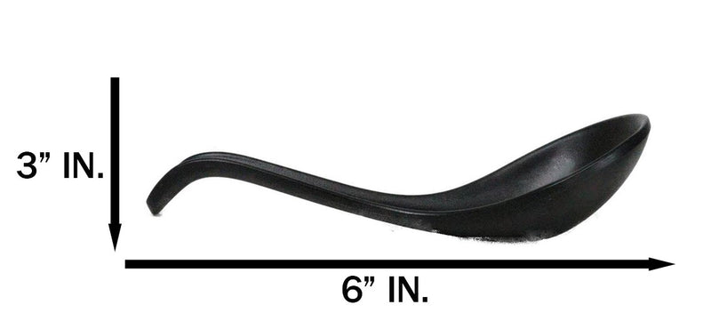 Contemporary Black Melamine Asian Soup Spoons With Ladle Hook Pack Of 12 Set