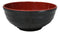 Set Of 6 Red And Black Round Ridged Body Soup Salad Rice Melamine Bowls 8"D