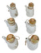 Pack of 6 Porcelain White Brown Reed Soy Sauce Vinegar Oil Dispenser Flask 7oz