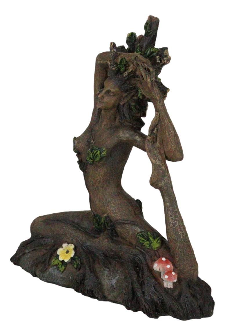 Greenwoman Gaia Dryad Tree Ent Earth Goddess Yoga In Pigeon Pose Zen Figurine