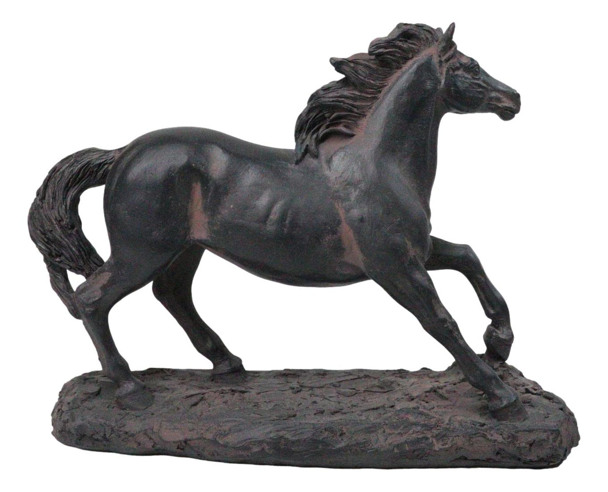 Western Wild And Free Open Grasslands Galloping Horse Faux Bronze Figurine 9"L