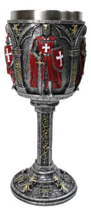 Medieval Swordsman Red Templar Crusader Knight Suit of Armor Wine Goblet