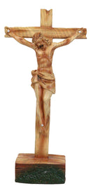 Passion Of Jesus Christ Nailed To The Cross In Faux Cedar Wood Finish Figurine