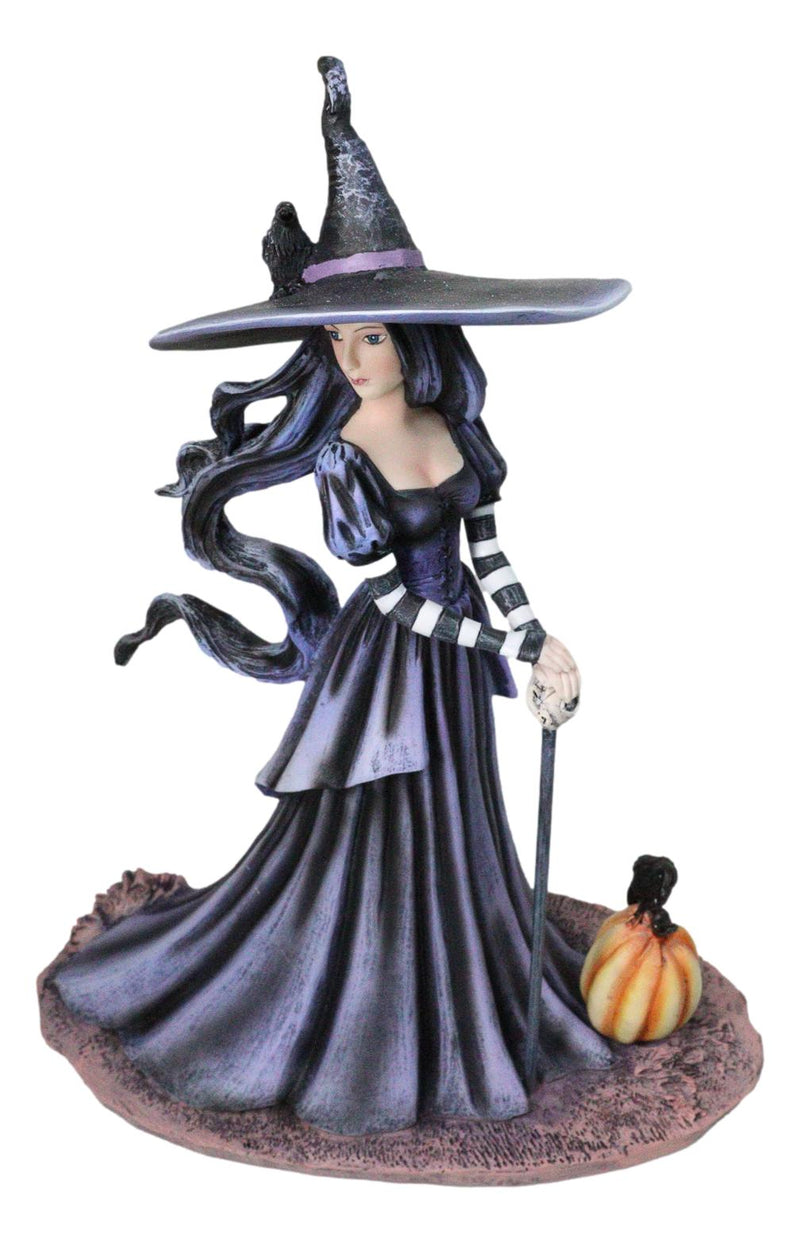Amy Brown Halloween Pumpkin Gothic Ravenspell Crow Witch With Cane Figurine