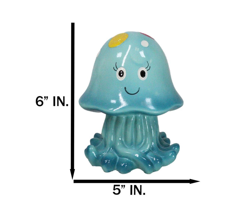 Whimsical Nautical Marine Blue Sea Jellyfish Money Coin Savings Piggy Bank