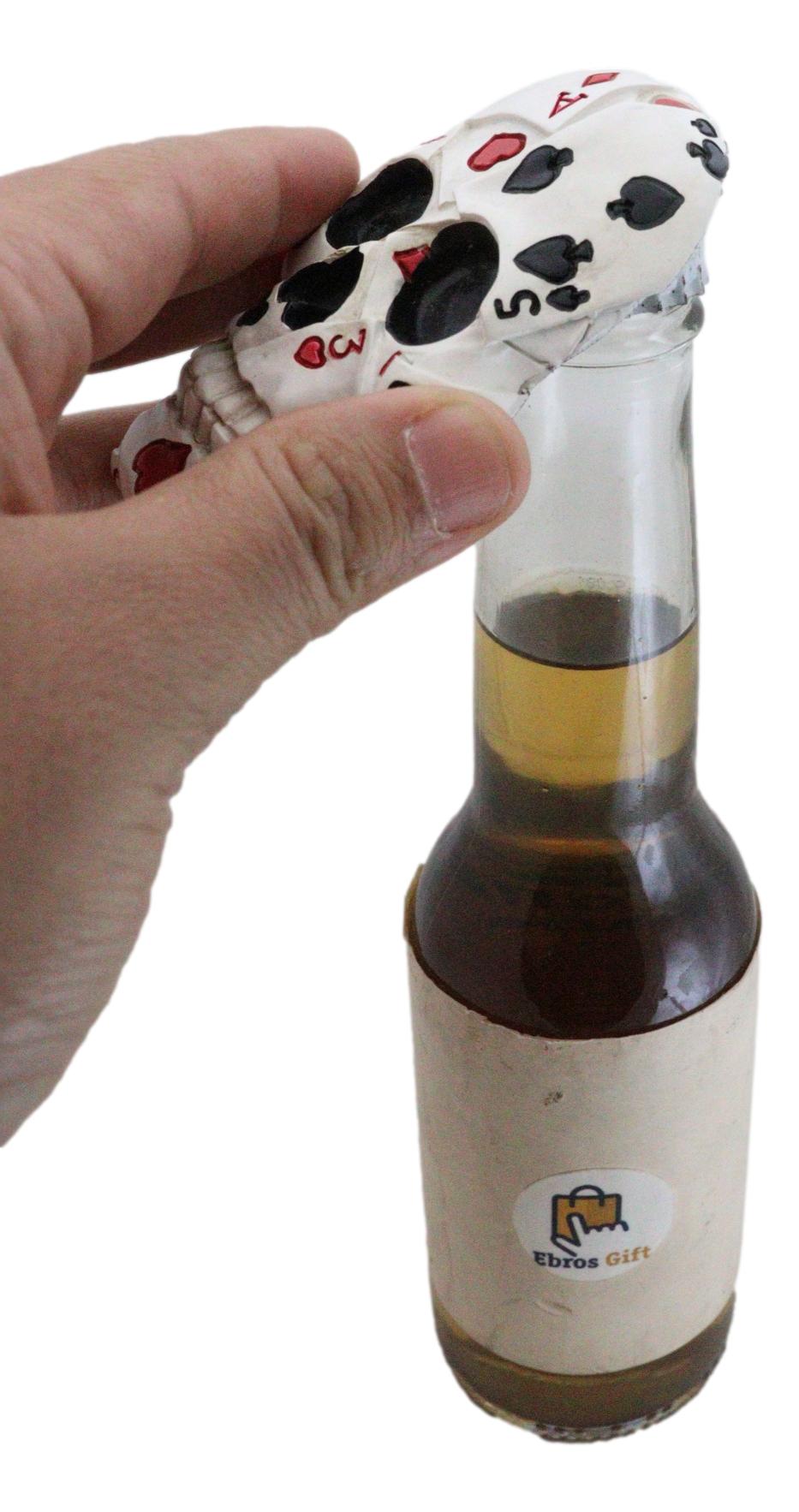 Small Gambling Den Poker Skull Beer Bottle Opener Decor Fridge Magnet