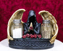 Gothic Grim Reaper With Angel Wings By Red Roses Salt And Pepper Shakers Holder
