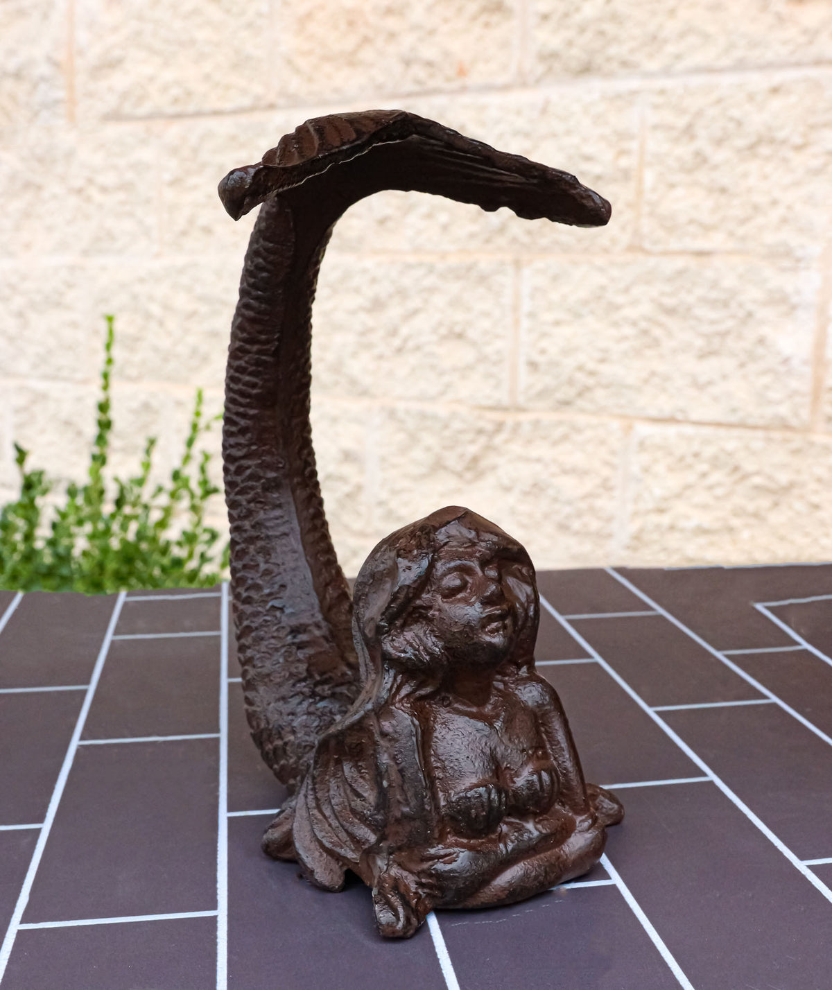 7.25"H Cast Iron Nautical Siren Mermaid With Tail Up Statue Ocean Goddess Decor - Ebros Gift