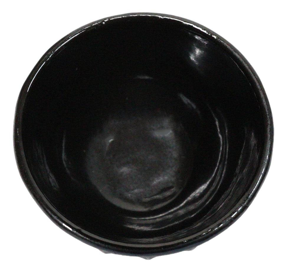 Dark Gray Ridged Lines Japanese Tetsubin Style Cast Iron Tea Cups Set of 4